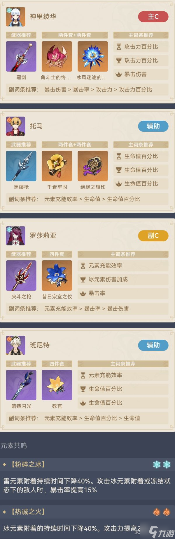 《原神》神里绫华低配融化阵容分享