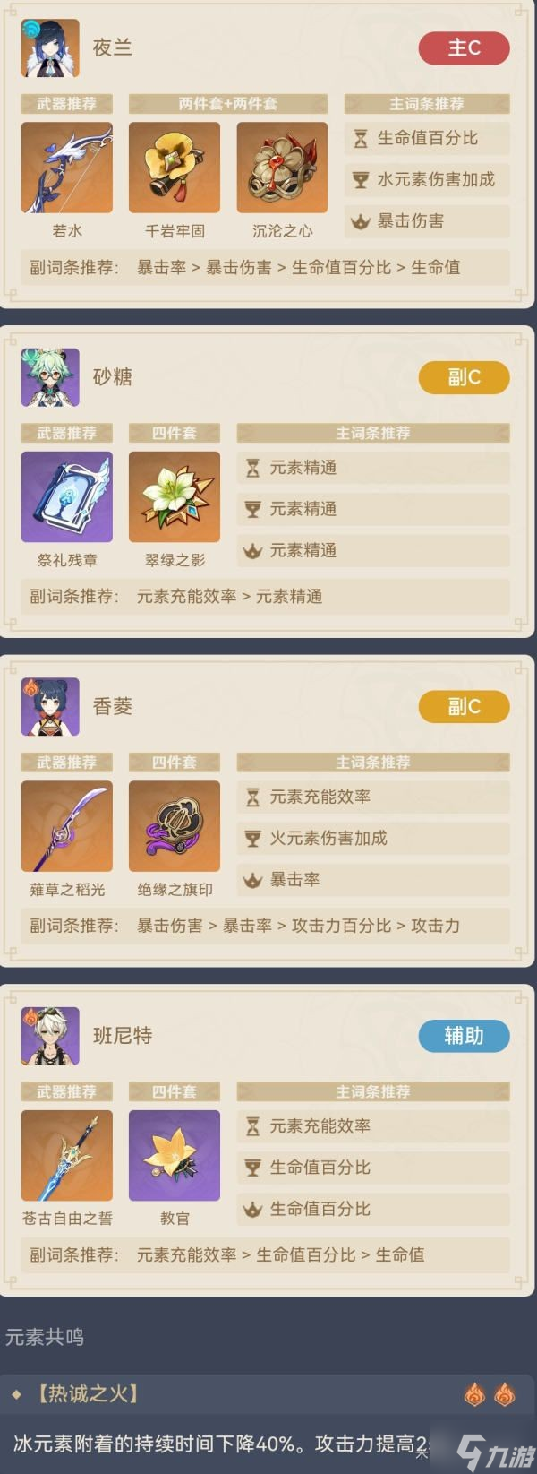 《原神》夜兰主C队伍搭配推荐