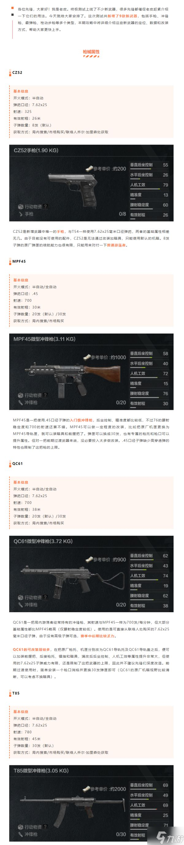 《暗区突围》终测新增枪械属性详解(图2)