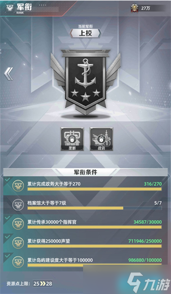 《奮戰(zhàn)海戰(zhàn)》軍銜體系介紹