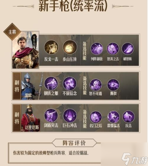 重返帝国统率流新手枪阵容怎么搭配 具体介绍