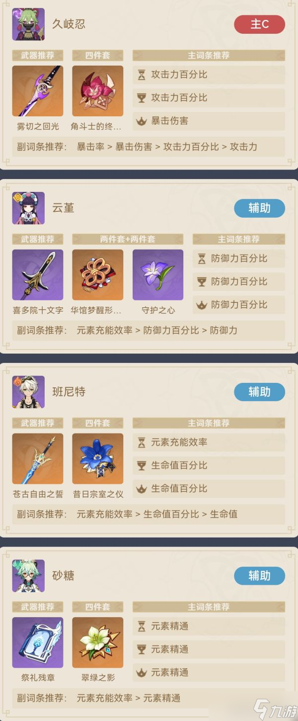 《原神》久岐忍火伤普攻专精超载流配队推荐