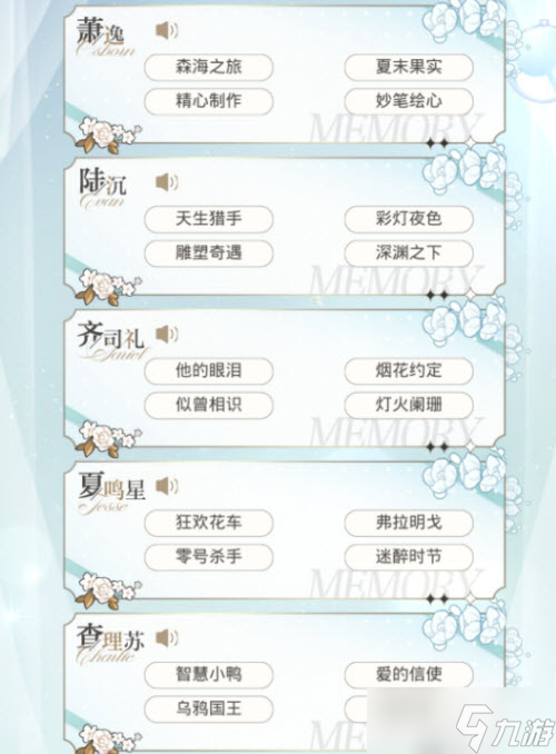 光与夜之恋眷恋时景答案一览