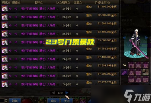 DNF开服买门票的亏了 寂静城勇士大跌 拍卖行6000W金币一张