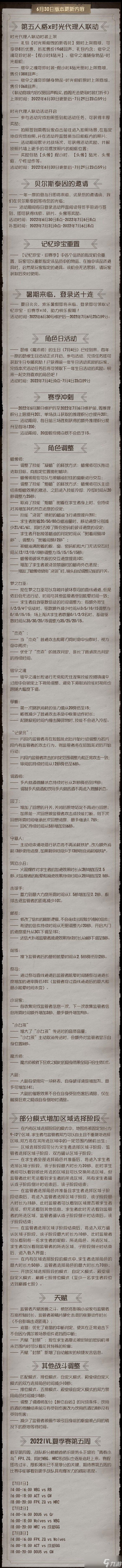 《第五人格》更新6月30日 时光代理人联动开启