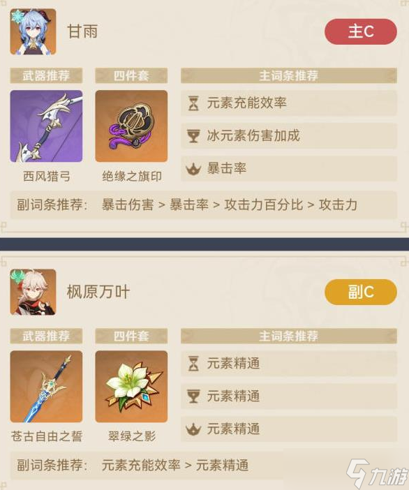 原神神鹤万甘纯西风武器冰伤技能流攻略