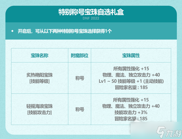 《DNF》夏日特别称号宝珠自选礼盒奖励介绍2022