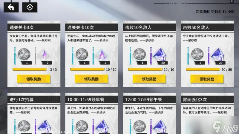 迷雾公式日常奖励一览