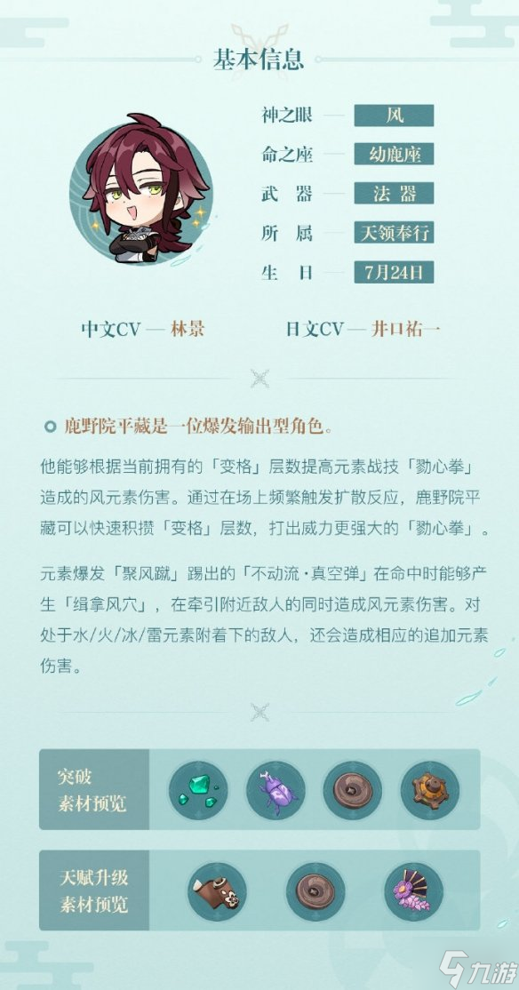 《原神》鹿野院平藏突破材料是什么 鹿野院平藏天赋突破材料抢先看
