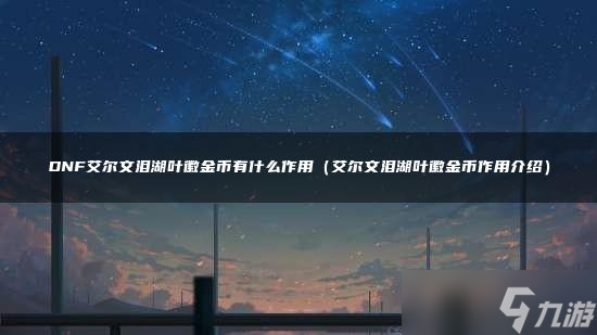 DNF艾尔文泪湖叶徽金币有什么作用