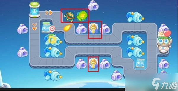 保卫萝卜4太空穿越第22关怎么过-太空穿越第22关满星攻略