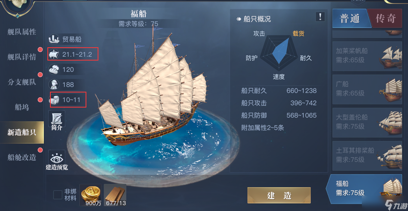 《黎明之海》船有哪些类型