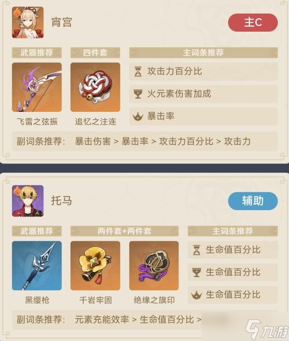 原神宵宫武装队搭配思路