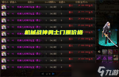 DNF8.11開服物價一覽 機械戰(zhàn)神門票崩盤 1張勇士級才2400W