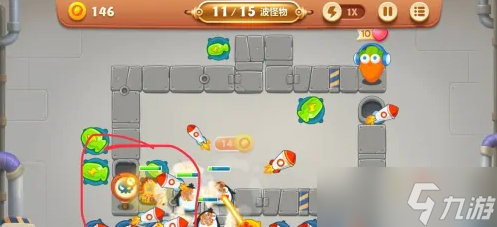 保衛(wèi)蘿卜3第13關(guān)攻略圖解法
