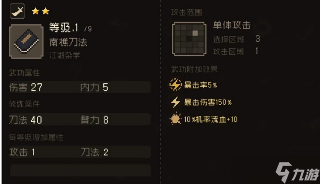 大江湖之苍龙与白鸟南谯刀法属性怎么样