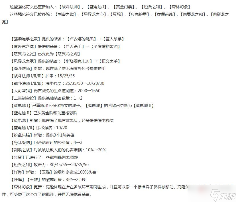 《云顶之弈》7.5版本强化符文改动一览