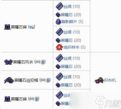 泰拉瑞亚黑曜石盔甲怎么合成