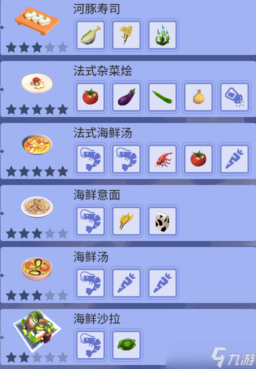 《迪士尼梦幻星谷》菜谱配方汇总 全食谱配方一览