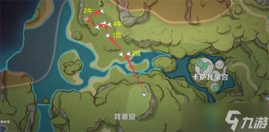 《原神》须弥地图兽肉速刷路线图 须弥兽肉怎么速刷