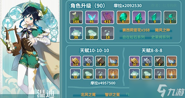 原神3.1版本温迪养成素材收集教程