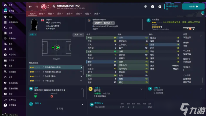 FM2023阿森纳球员数据一览