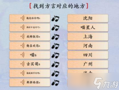 《汉字神操作》方言喜欢你找到方言对应的地方通关攻略