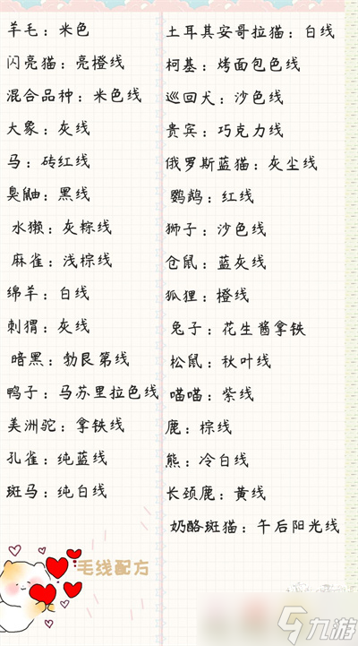 《寄心茶屋》毛线配方大全