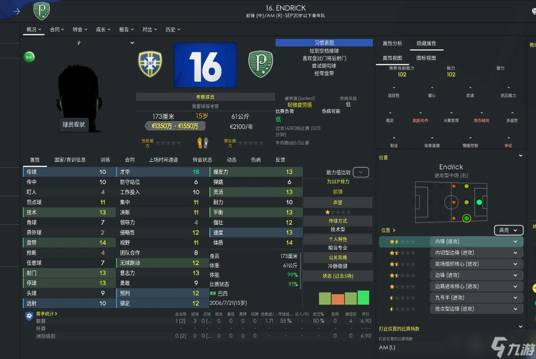 FM2023开档中场、前场球员推荐