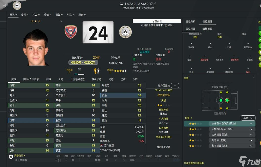 FM2023开档中场、前场球员推荐