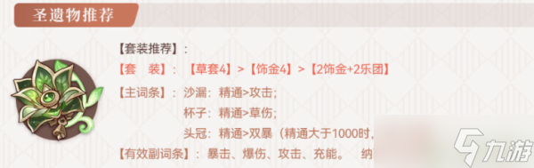 原神纳西妲圣遗物推荐