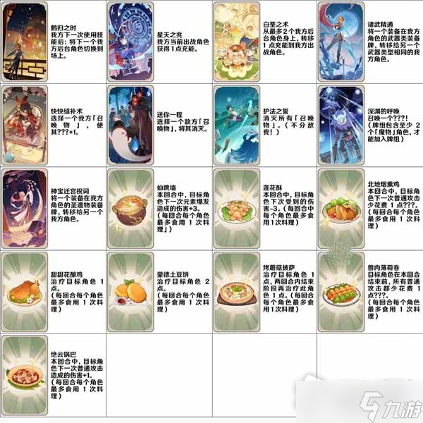 《原神》七圣召唤全卡牌效果一览
