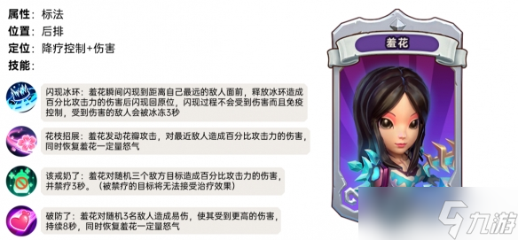 我叫MT归来羞花有什么技能