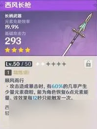 原神西風(fēng)長(zhǎng)槍滿級(jí)屬性介紹