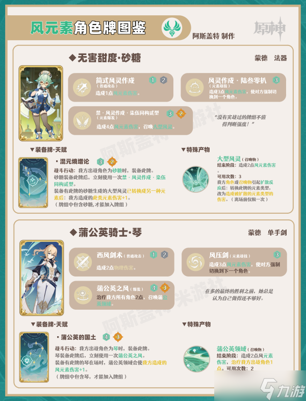 原神七圣召唤角色牌图鉴