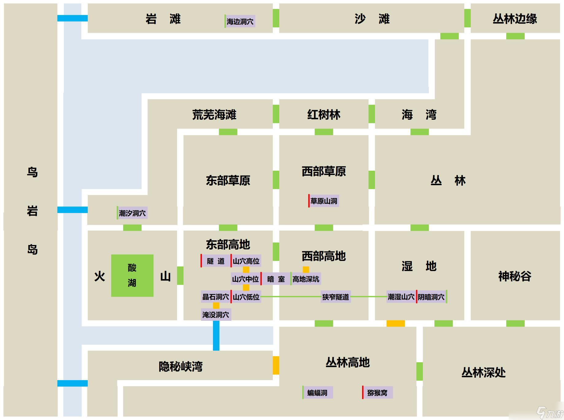 《卡牌生存熱帶島嶼》全區(qū)域分布地圖分享