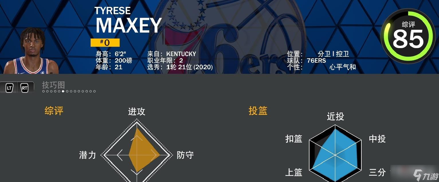 《NBA2K23》76人球员能力值Top5