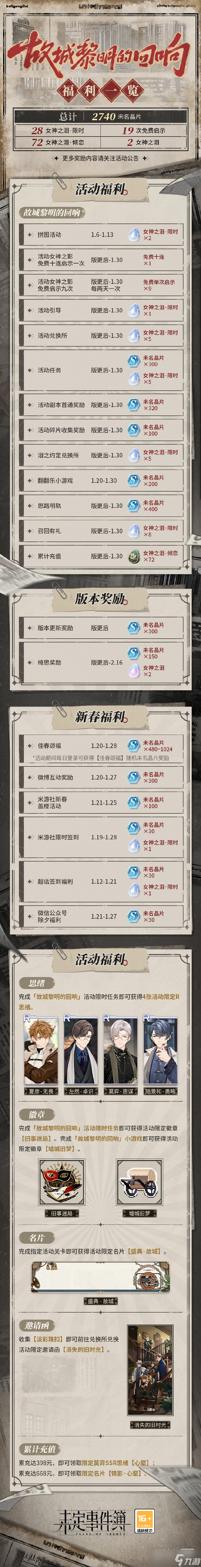 《未定事件簿》故城黎明的回响福利详情