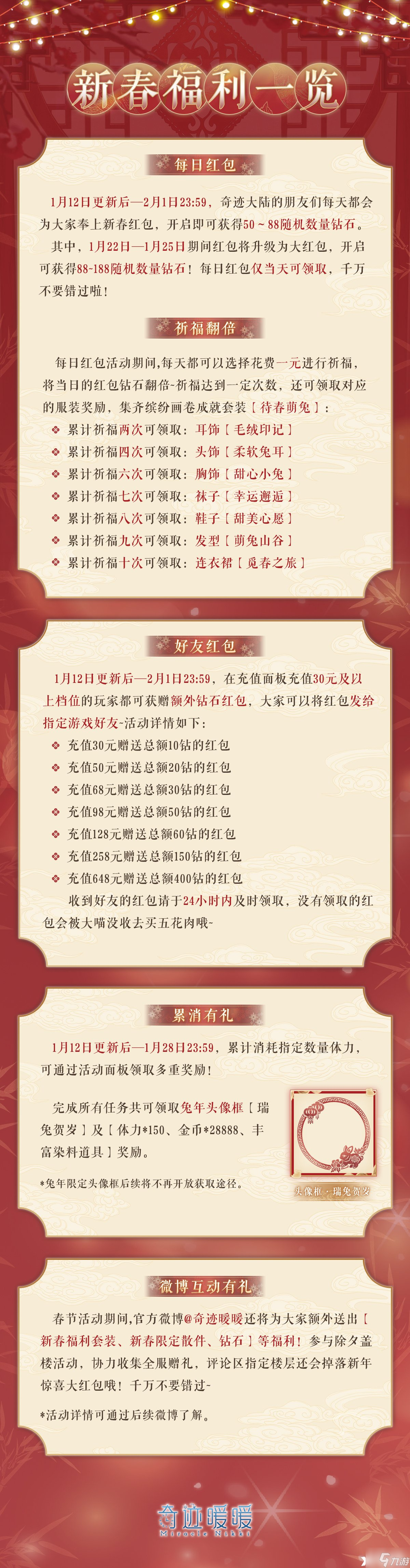 《奇迹暖暖》有什么新春福利？新春福利一览