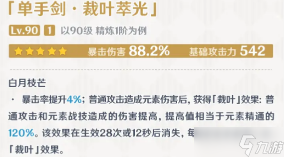原神裁叶萃光90级面板是多少-原神裁叶萃光90级面板一览