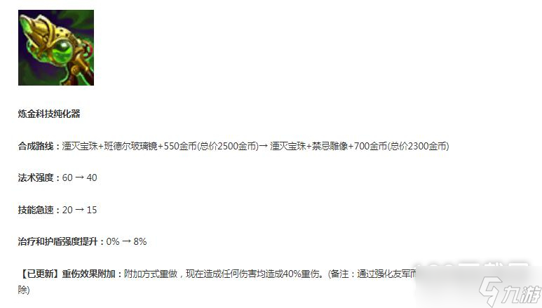 英雄联盟2月1日正式服更新炼金科技纯化器加强详情