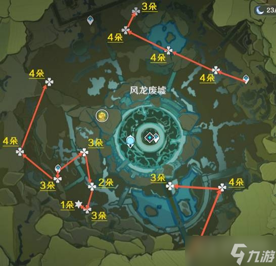 《原神》风车菊分布图方法