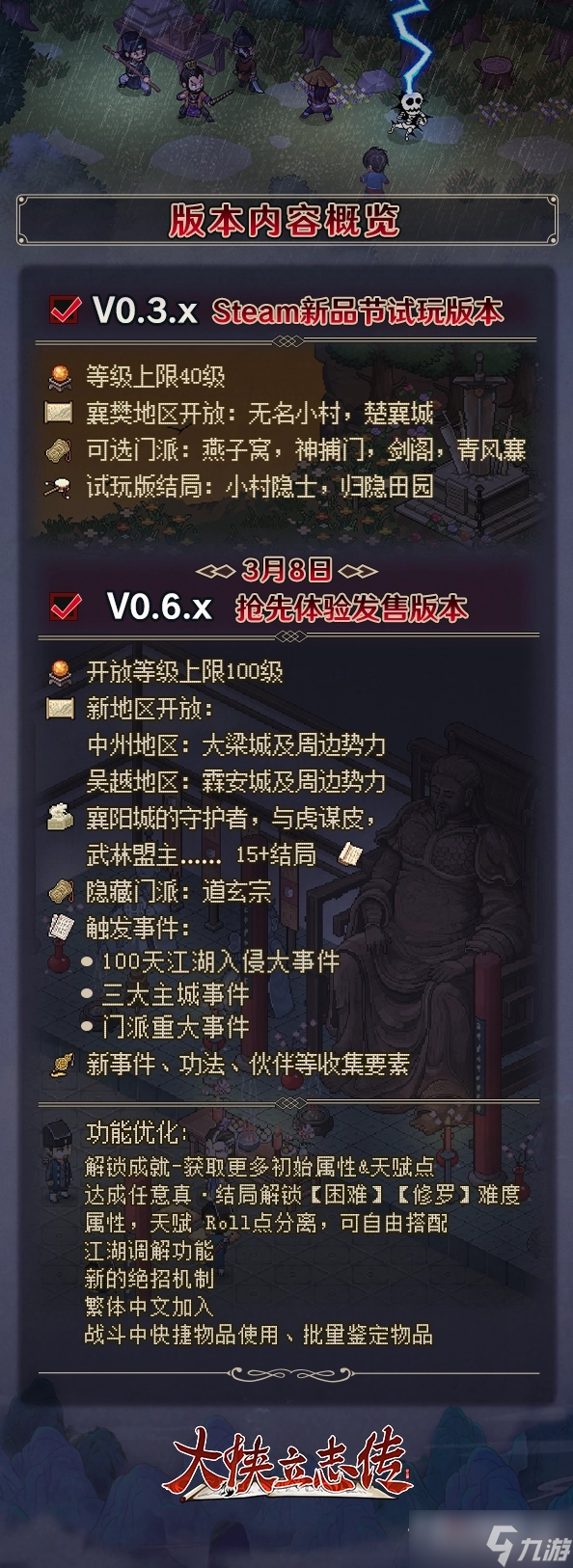《大侠立志传》EA版本内容一览
