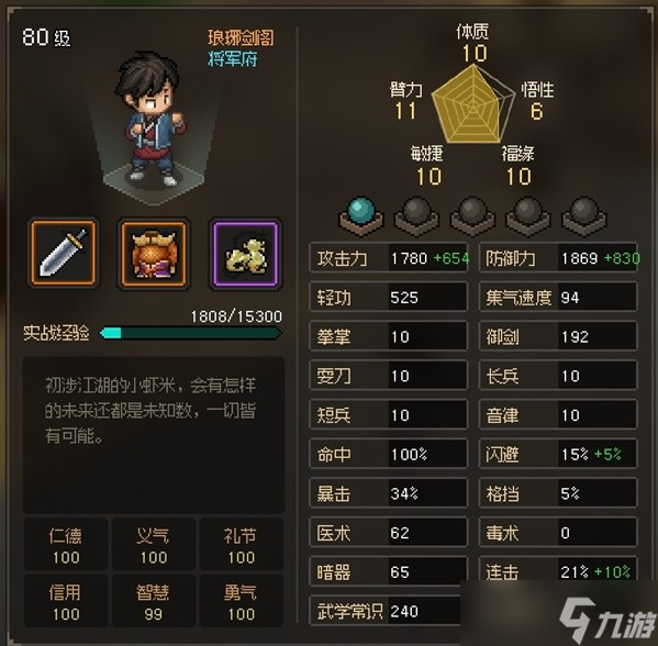 大侠立志传EA版五维隐藏属性详解