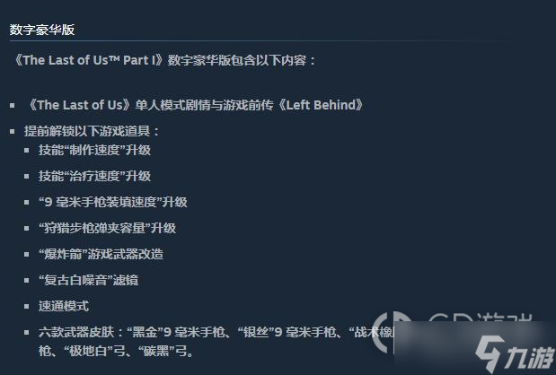 最后生还者重制版Steam标准版与豪华版有什么区别介绍