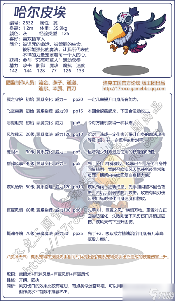 洛克王國哈爾皮埃技能怎么搭配
