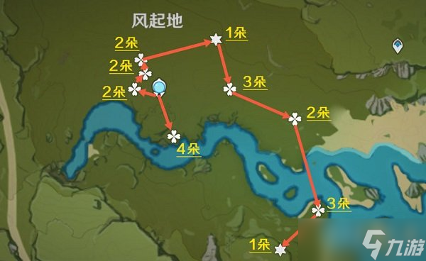原神风车菊位置分布图2023 原神风车菊采集路线图