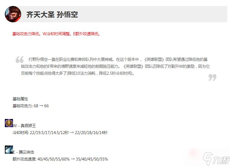 《英雄联盟》13.7版本正式服孙悟空削弱一览
