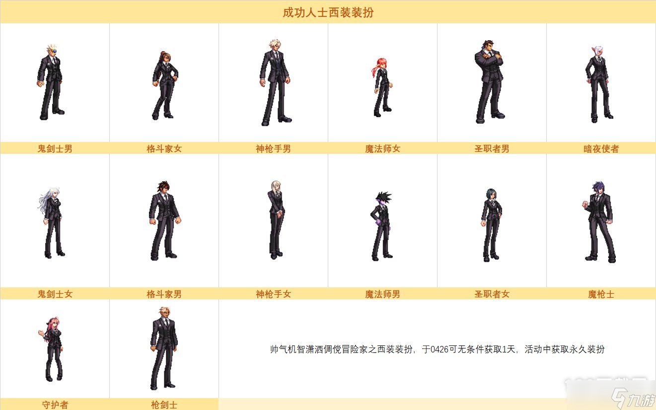 dnf全职业西装装扮外观是什么
