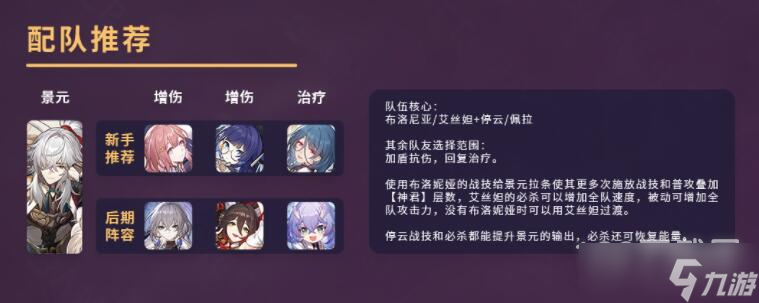 崩坏星穹铁道景元配队推荐详情